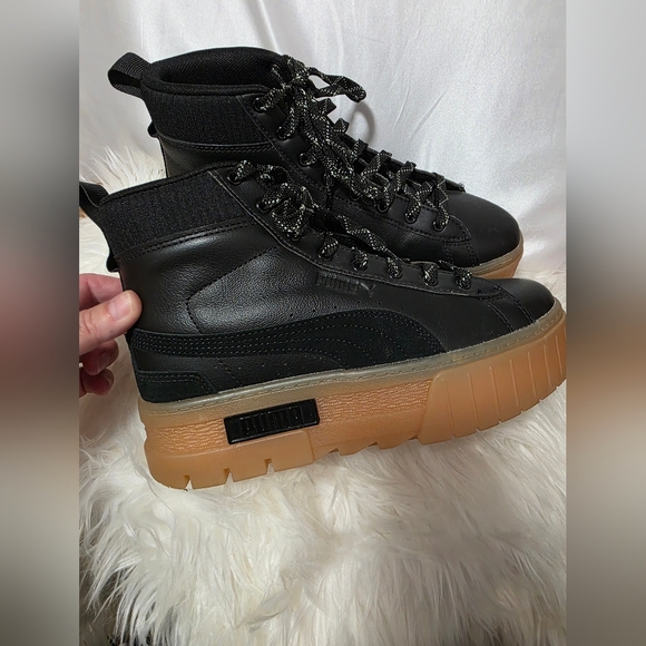 Puma Black and Gum Women's Mayze  High-Top Sneakers - Picture 3 of 6